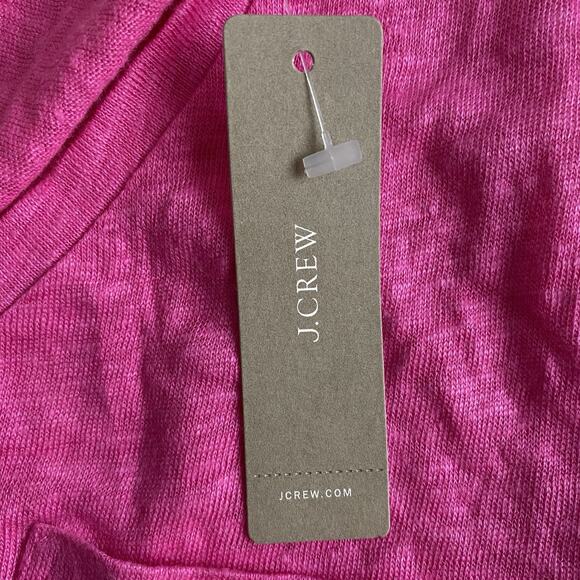 J.Crew Womens 100% Linen Tee Shirt Stretch Short Sleeve Sz XL Candy Pink NWT - Picture 4 of 11